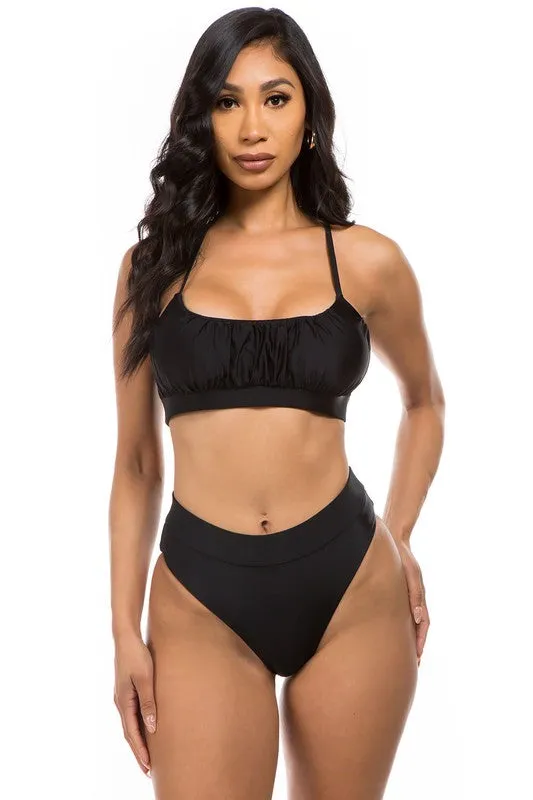 Ruched Top High Waisted Bikini