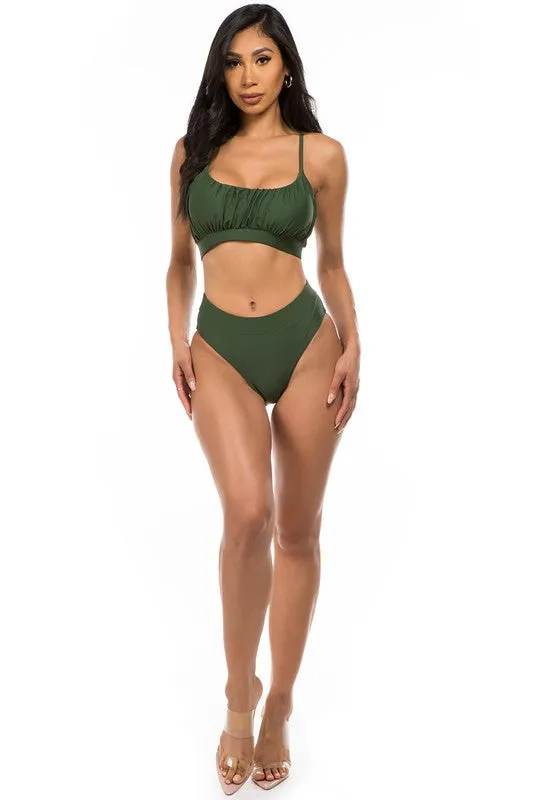 Ruched Top High Waisted Bikini