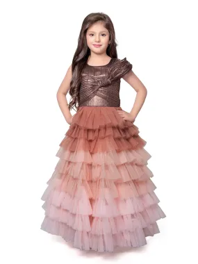 Rust Coloured Trendy Wire Style Unique Ethnic Gown For Girls