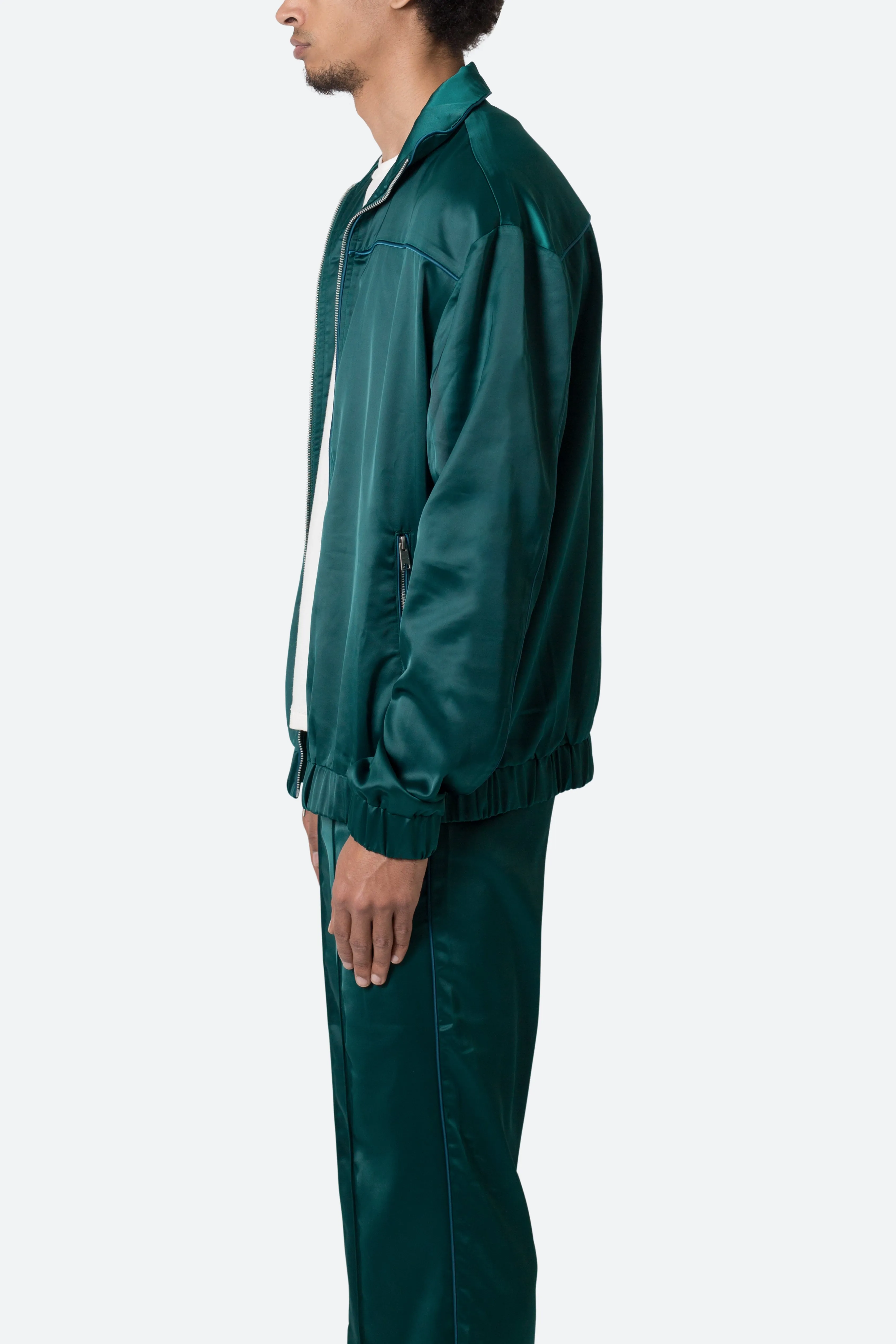 Satin Track Jacket - Green