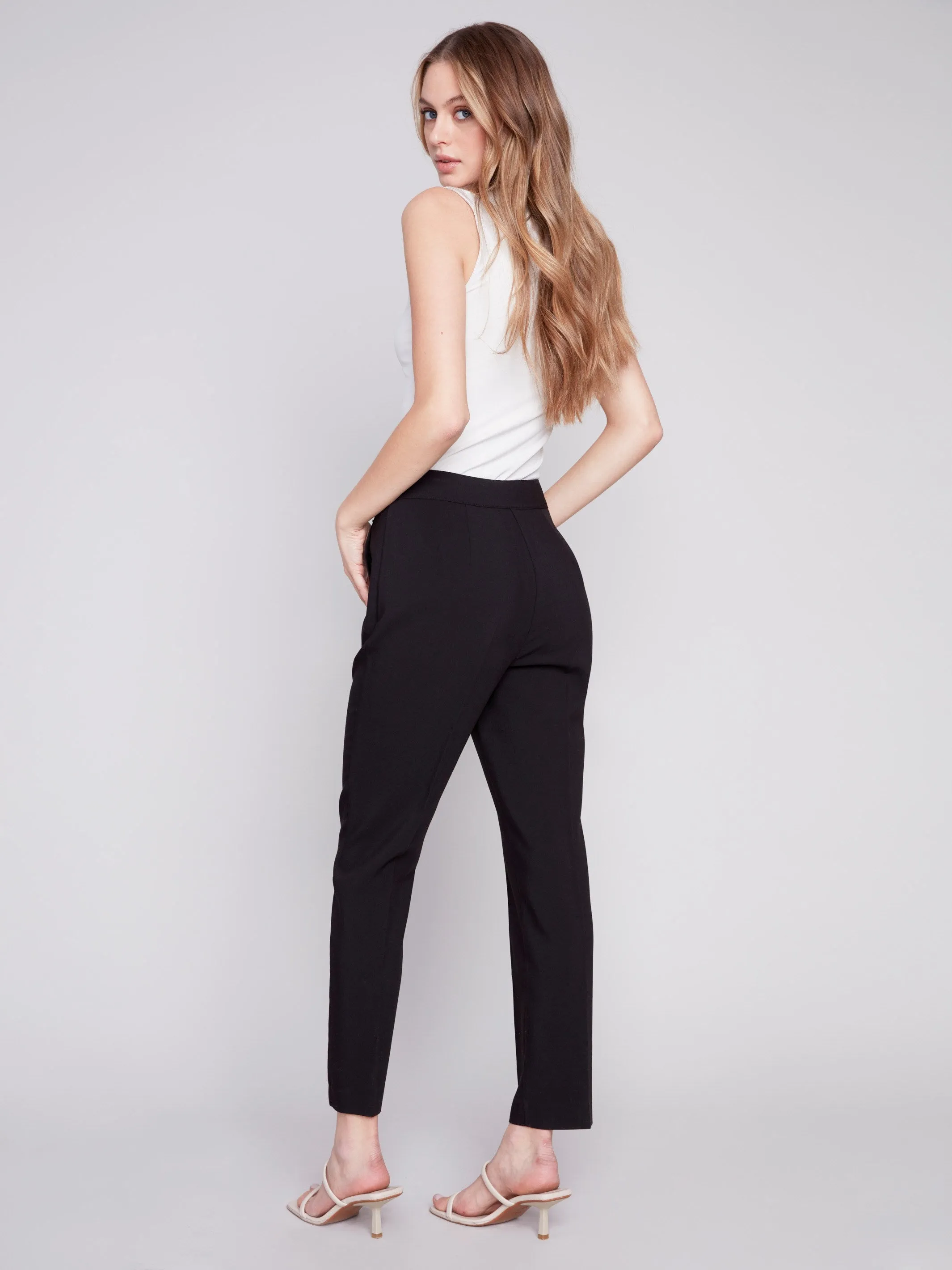 Side Slit Tapered Pants - Black