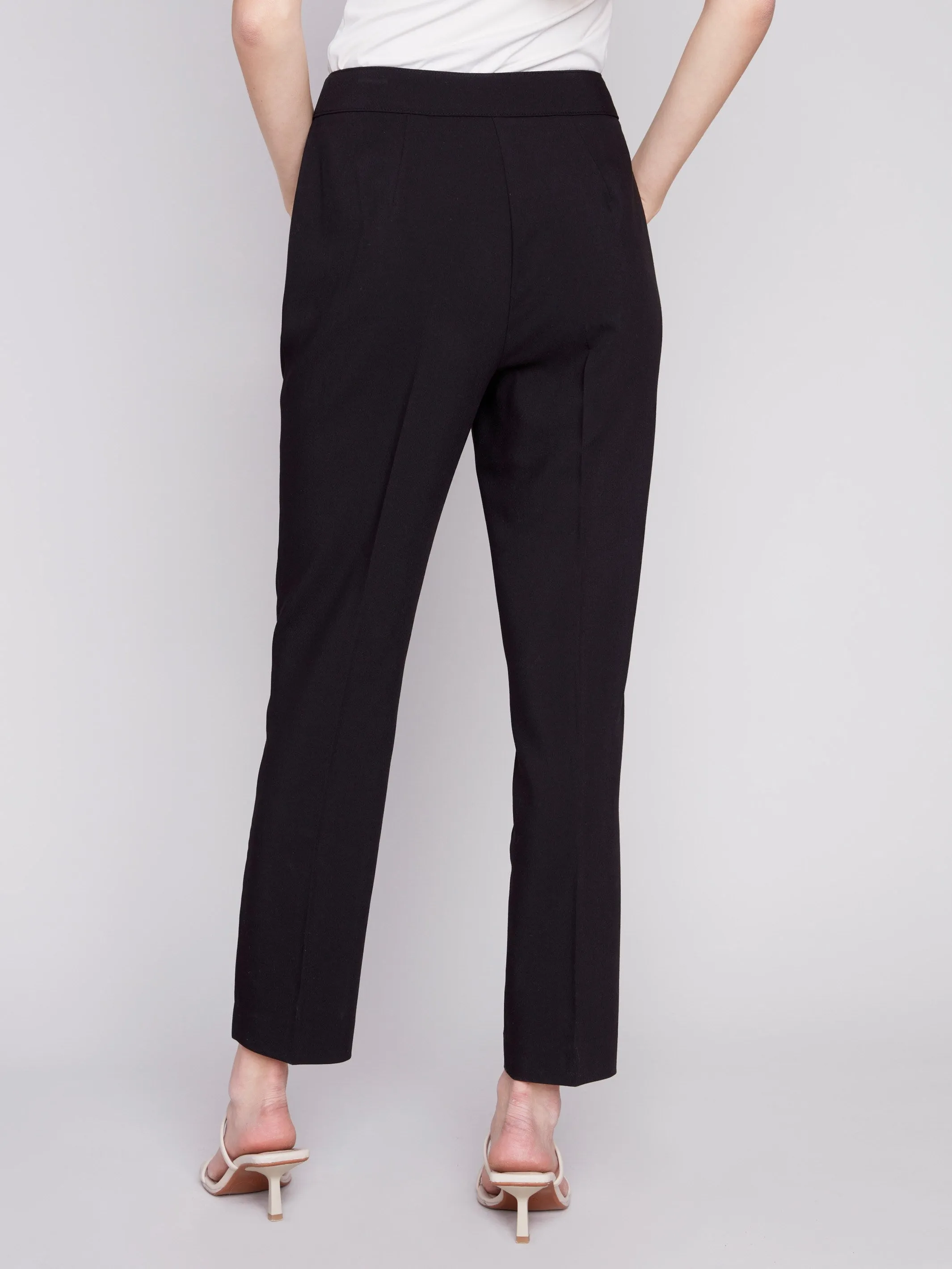 Side Slit Tapered Pants - Black