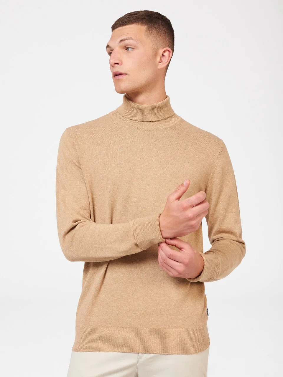 Signature Knitted Roll Neck Sweater - Stone