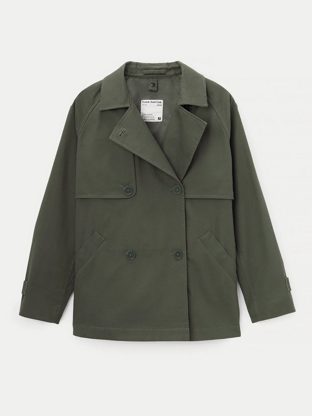 The Kapok Cropped Trench Coat in Boreal Green