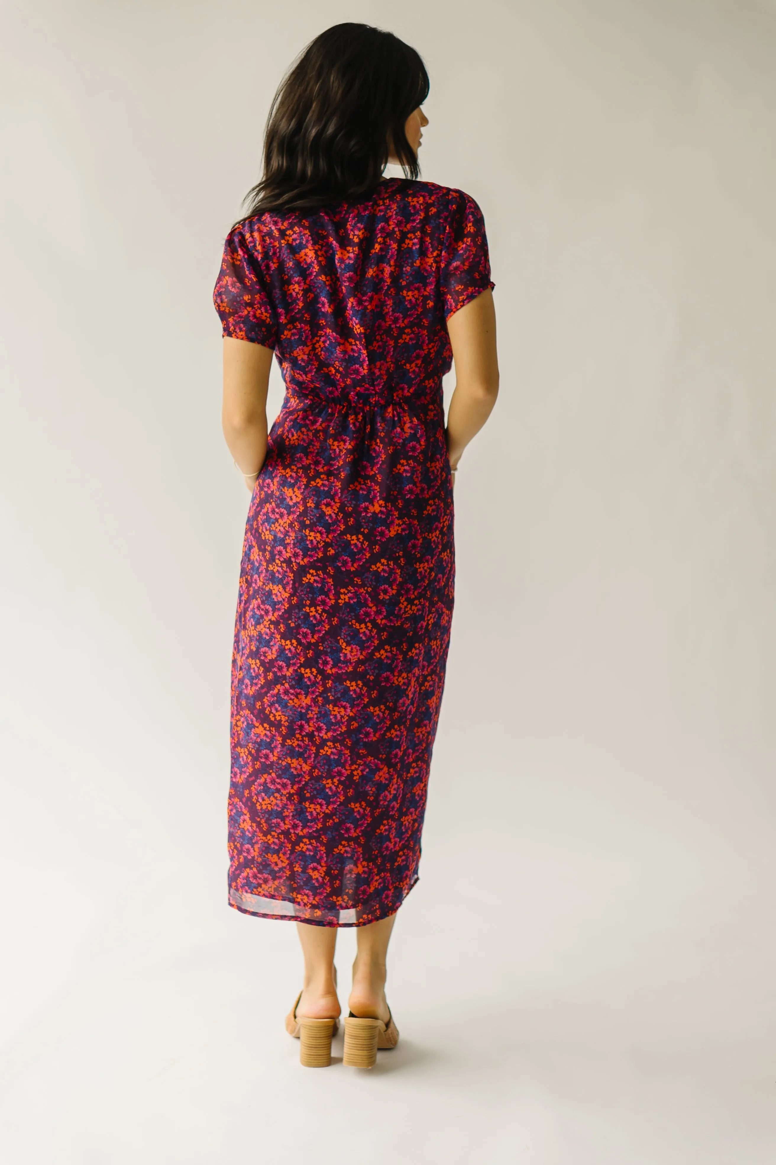 The Lorton Button-Down Midi Dress in Plum Multi