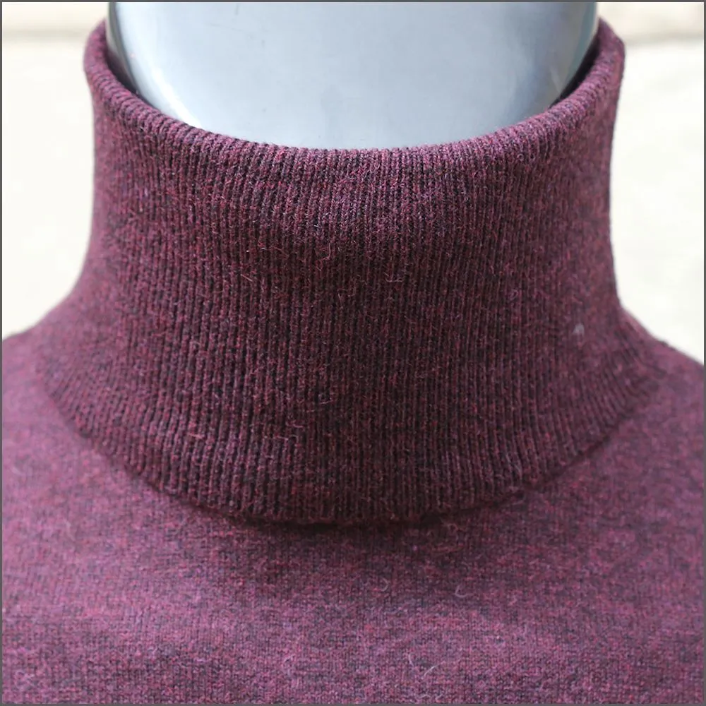 Tootal Burgundy Wool Blend Roll Neck,