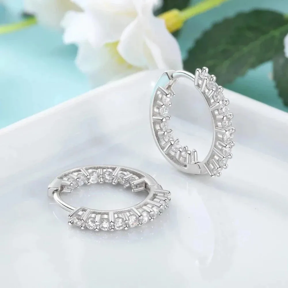 Trendy 925 Sterling Silver Hoop Earrings