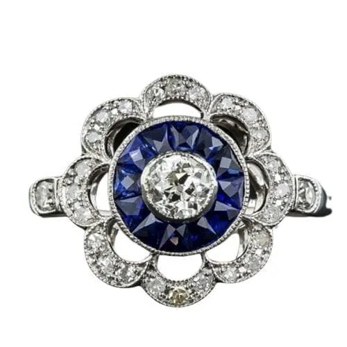 Trendy Flower-shaped Sapphire Sapphire - 925 Sterling Silver all