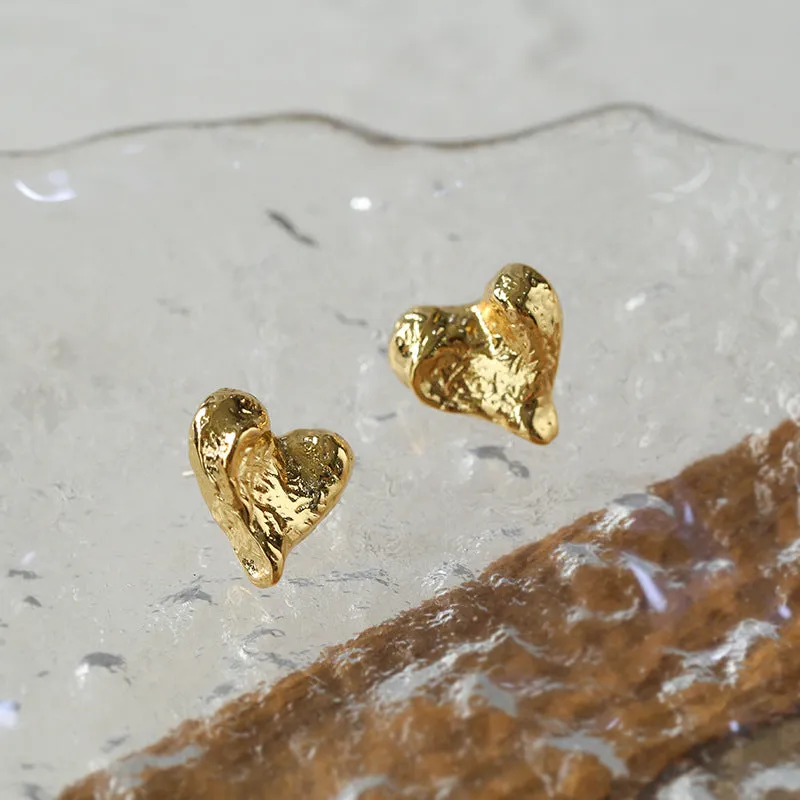 Trendy Heart Gold Earrings