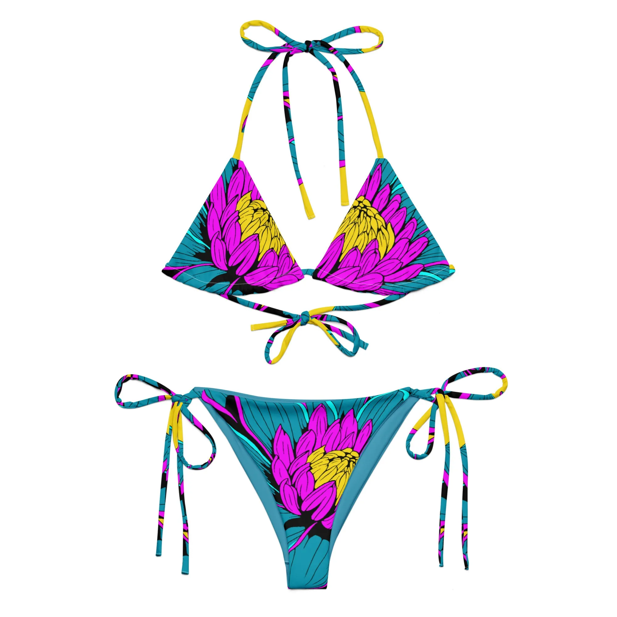 Trendy Petals: Women's Dahlia Print 001 String Bikini