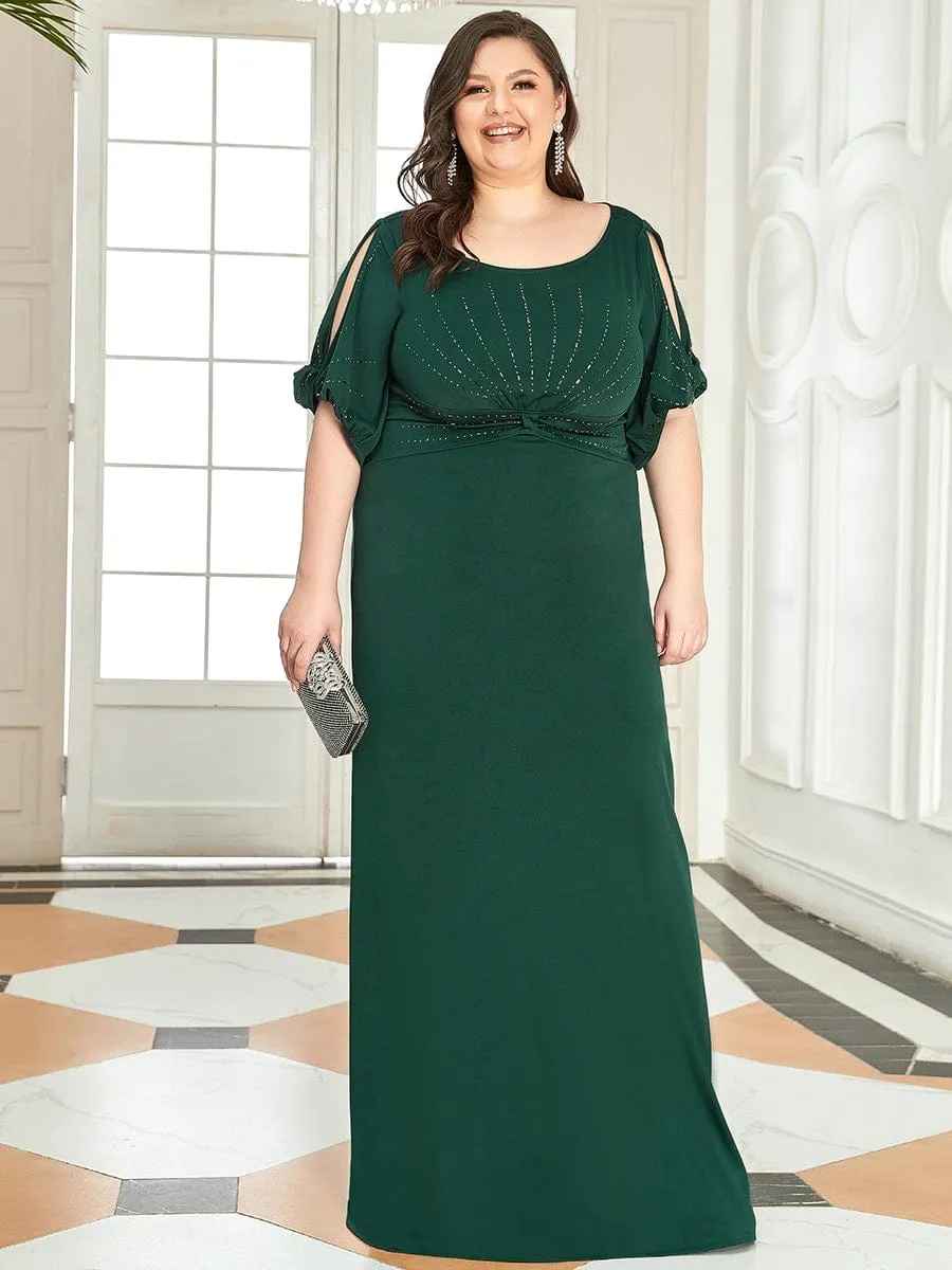 Trendy Round Neck Bodycon Wedding Guest Dress with Sleeves