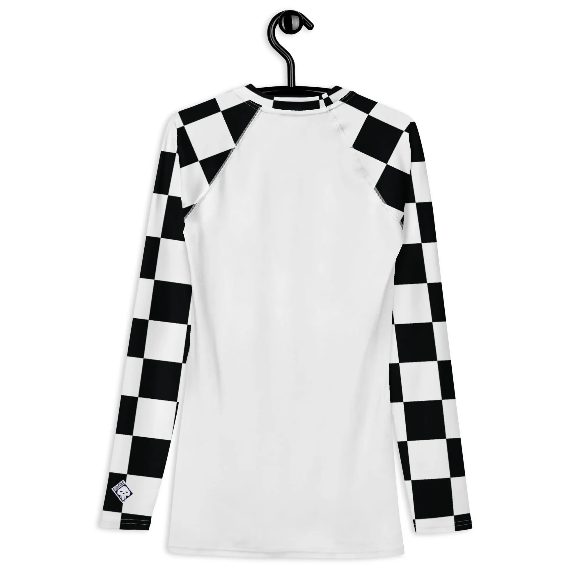 Trendy Training Attire: Men's Checkered BJJ Rash Guard - Blanc