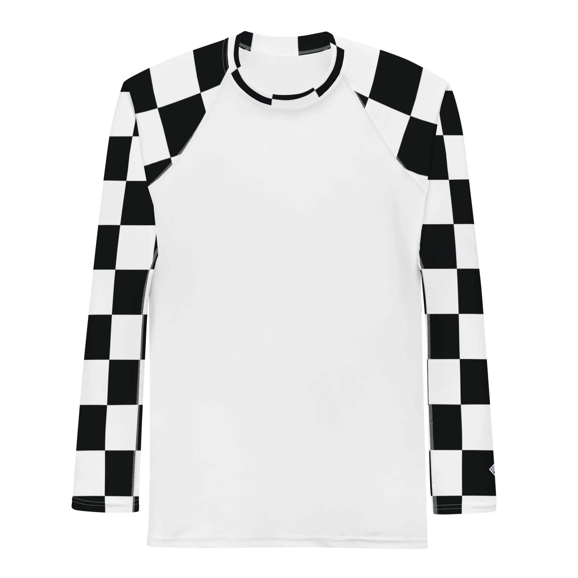 Trendy Training Attire: Men's Checkered BJJ Rash Guard - Blanc