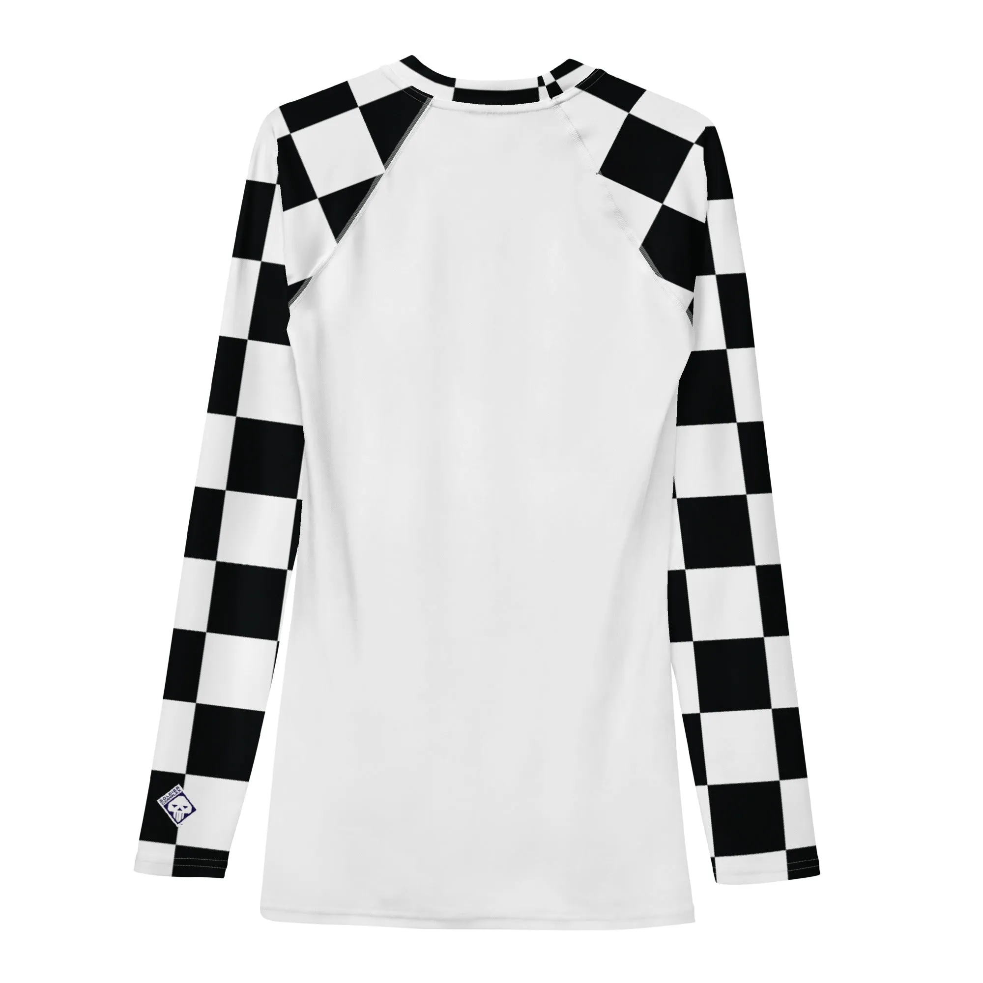 Trendy Training Attire: Men's Checkered BJJ Rash Guard - Blanc