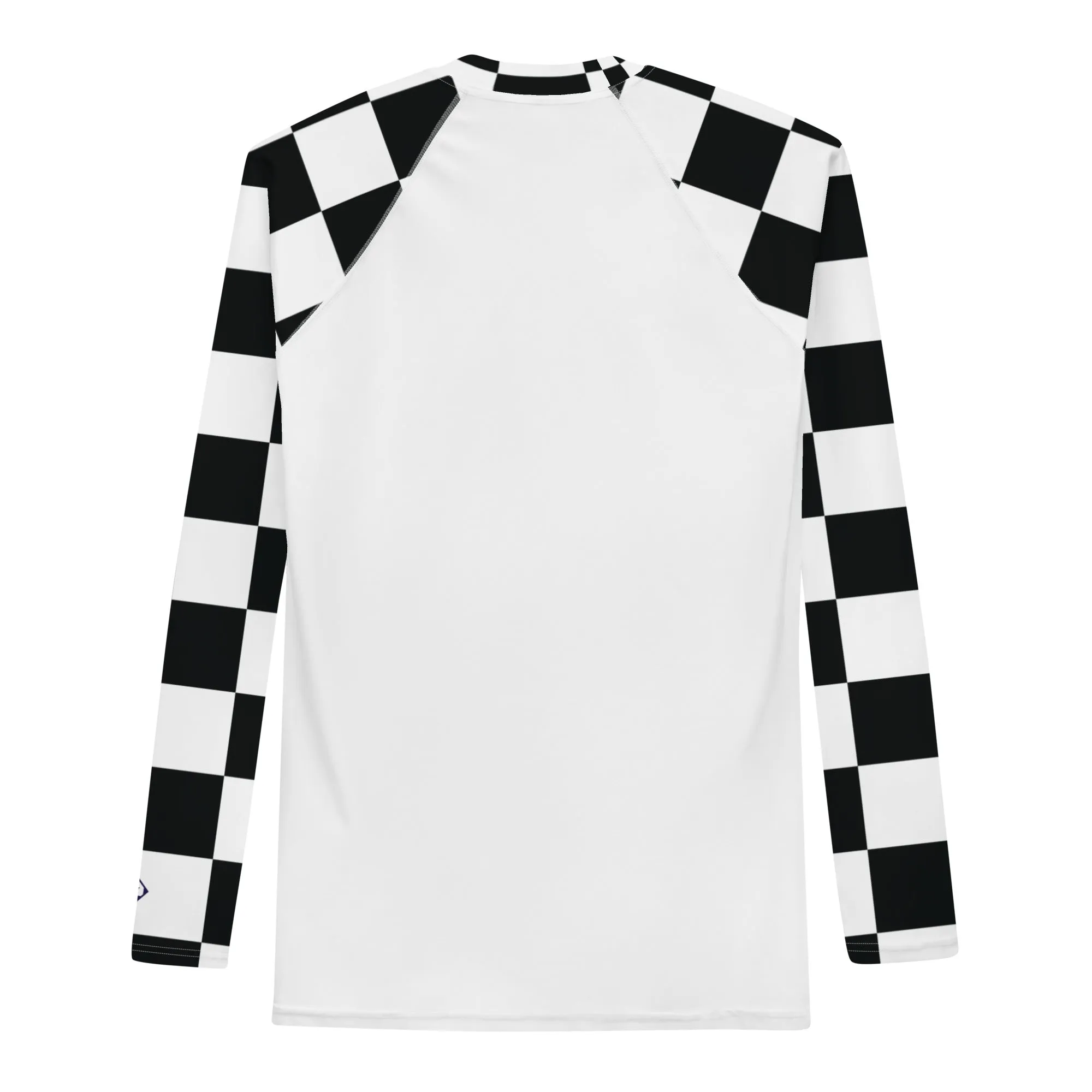 Trendy Training Attire: Men's Checkered BJJ Rash Guard - Blanc