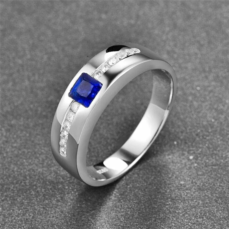 Trendy White CZ Sapphire Unisex Ring - S925 Sterling Silver