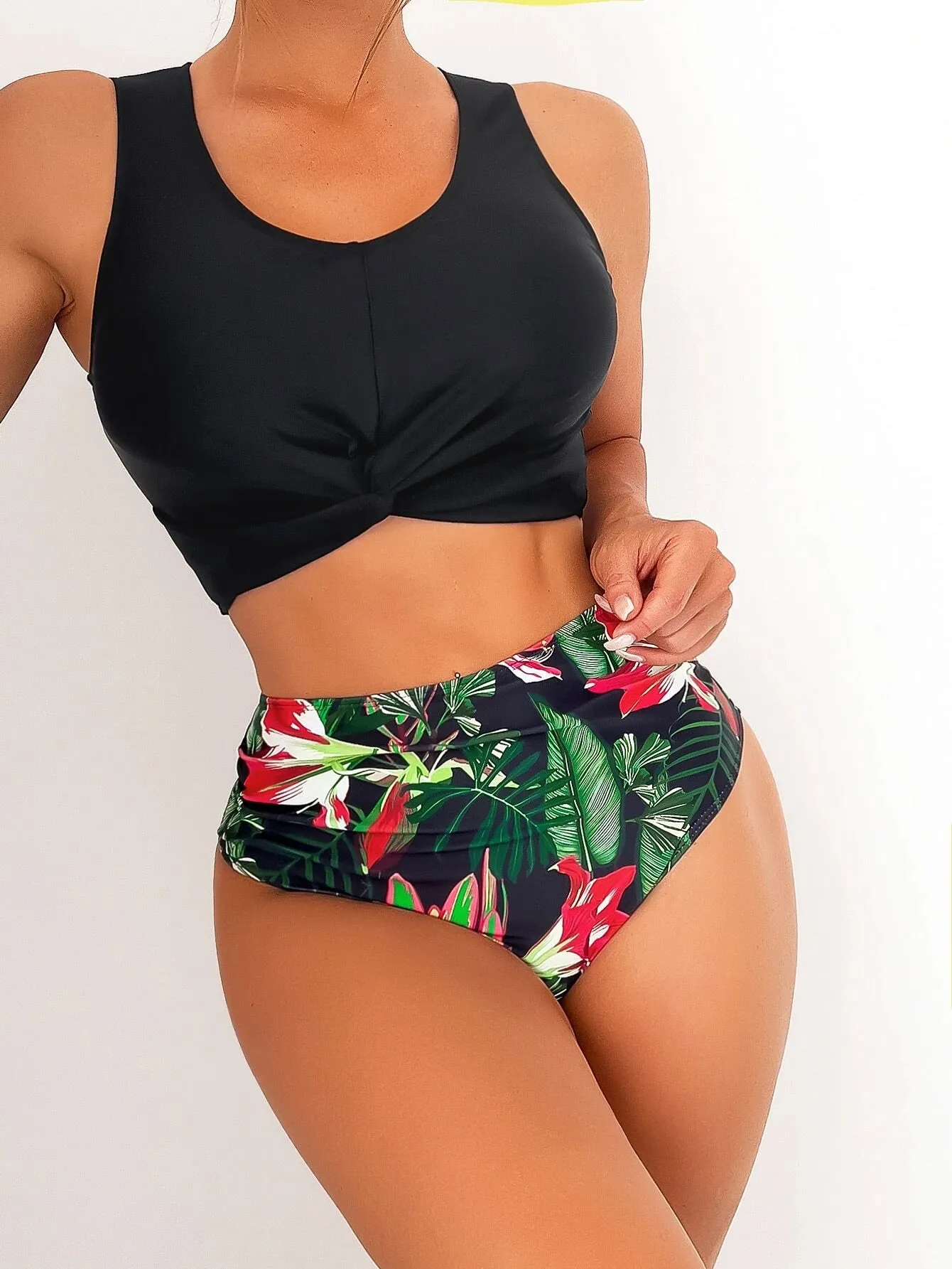 Tropical Twist High Waisted Bikini Set