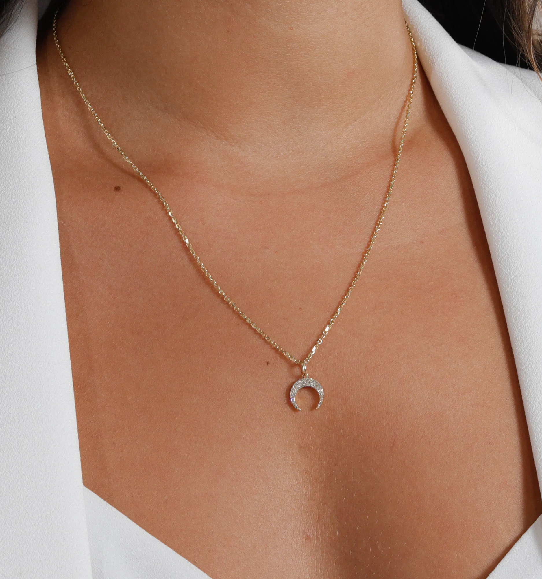 Upside Down Moon Diamond Necklace