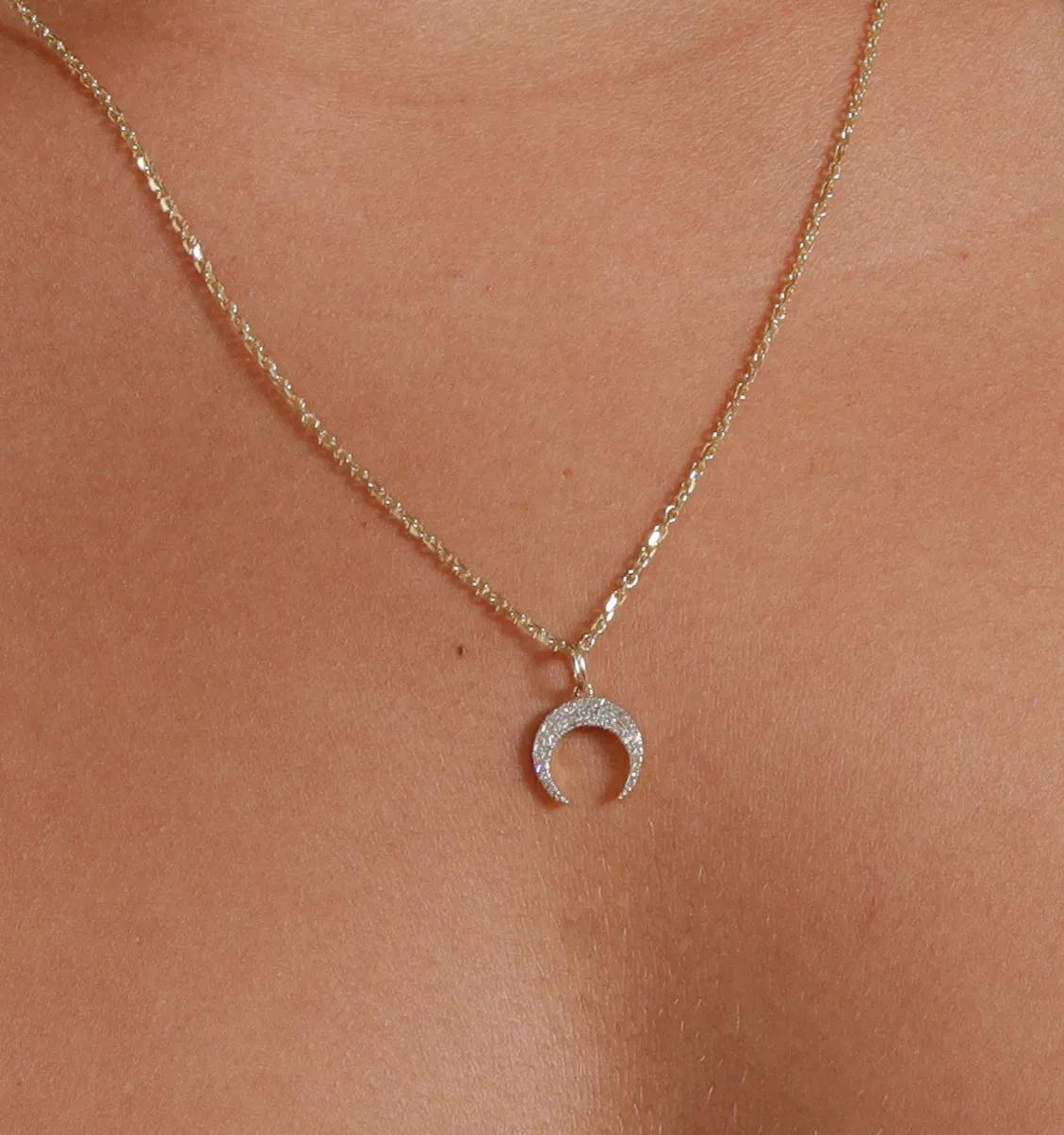 Upside Down Moon Diamond Necklace