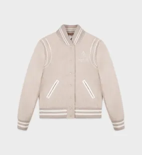 Vendome Wool Varsity Jacket - Oatmeal/Cream