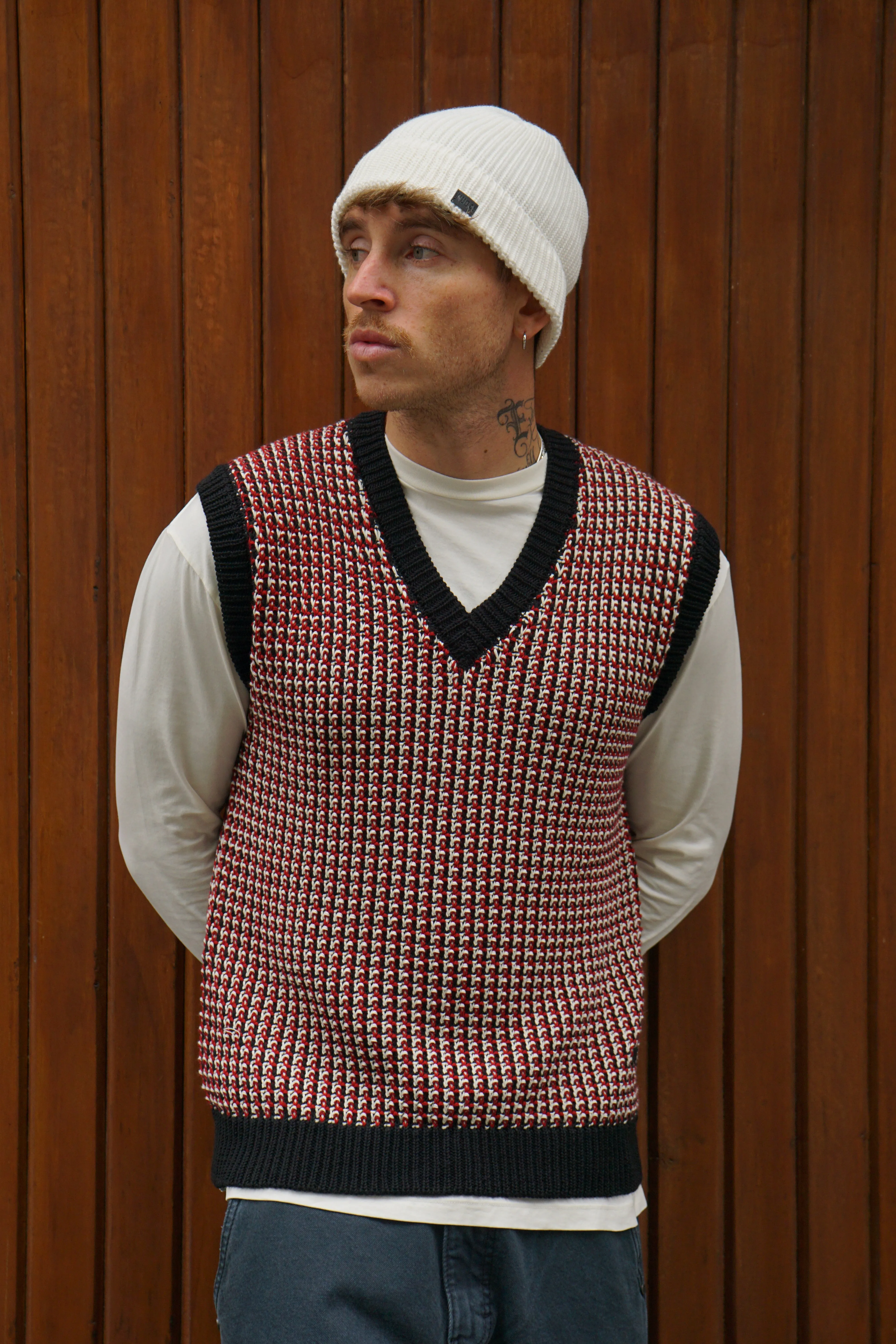 Vintage Knitted Vest - Rojo