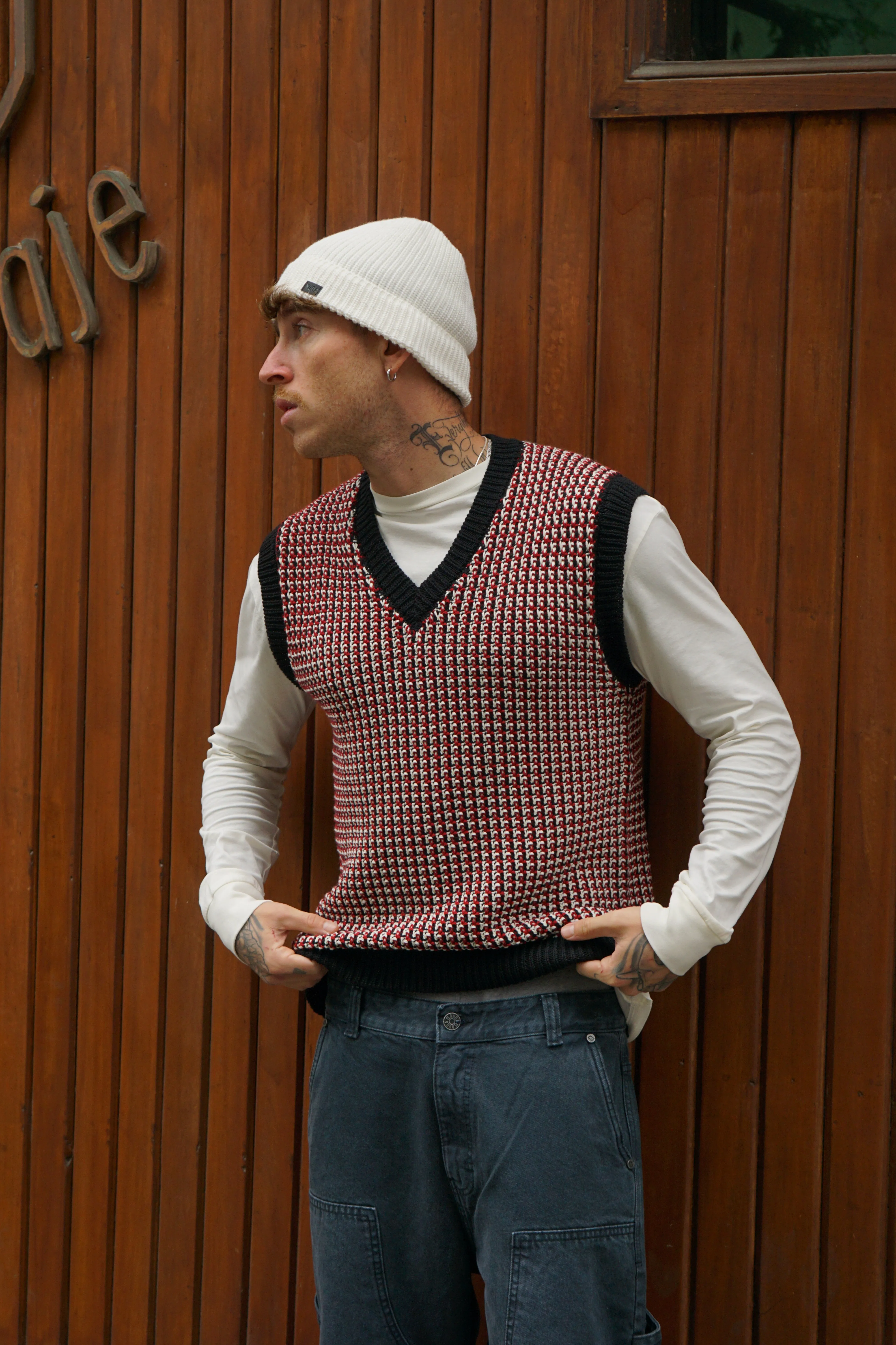 Vintage Knitted Vest - Rojo