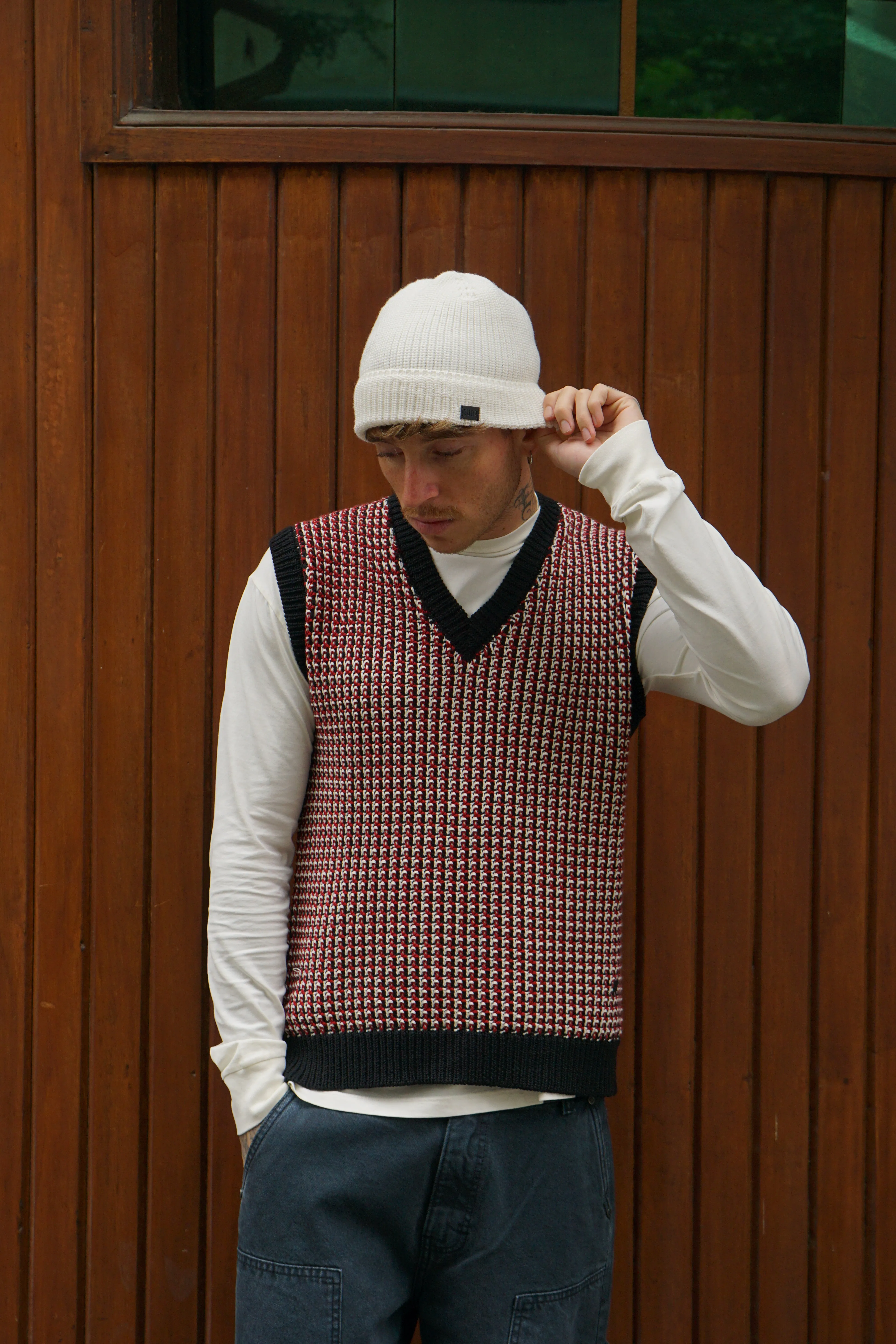 Vintage Knitted Vest - Rojo