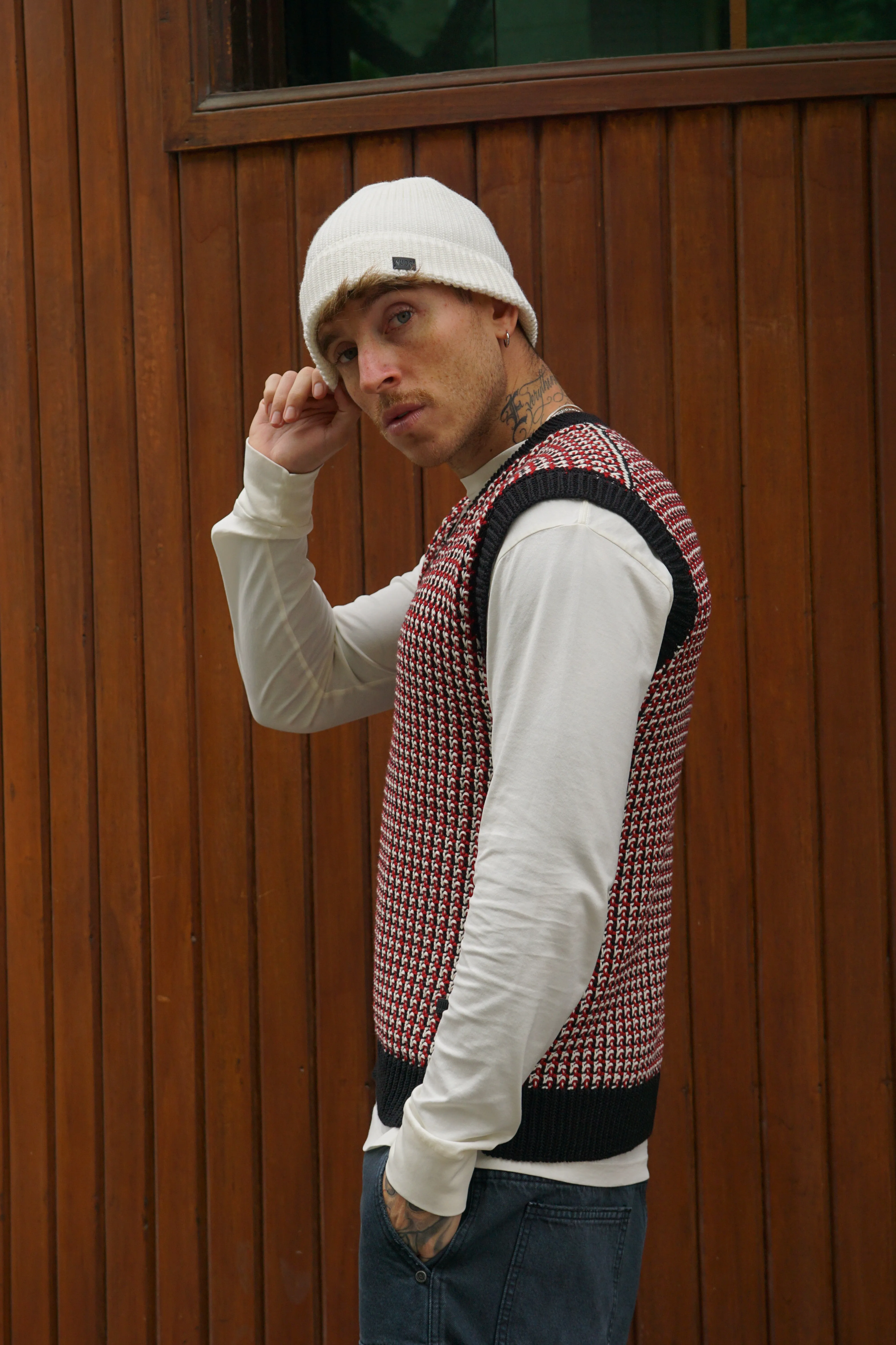 Vintage Knitted Vest - Rojo