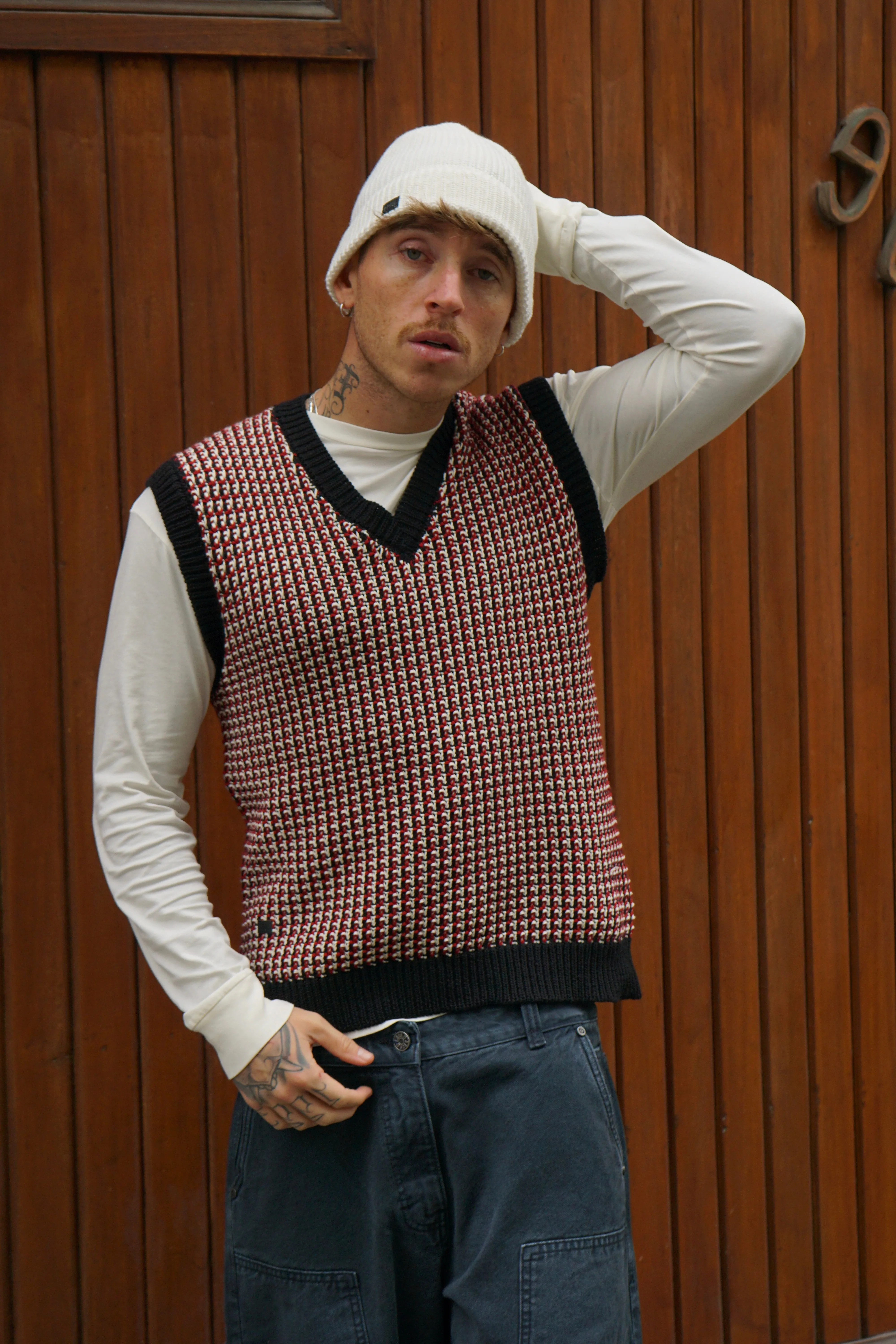 Vintage Knitted Vest - Rojo