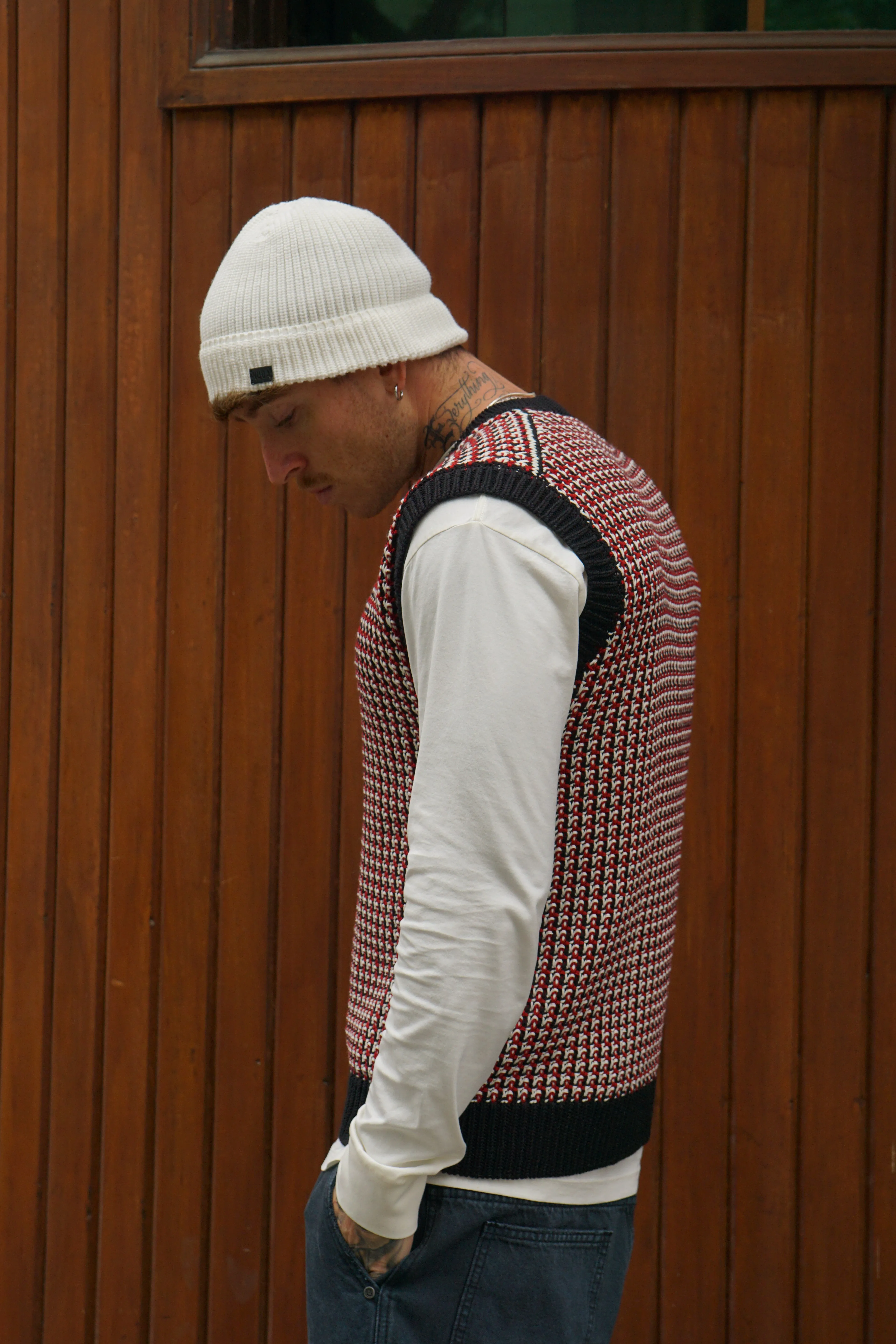 Vintage Knitted Vest - Rojo