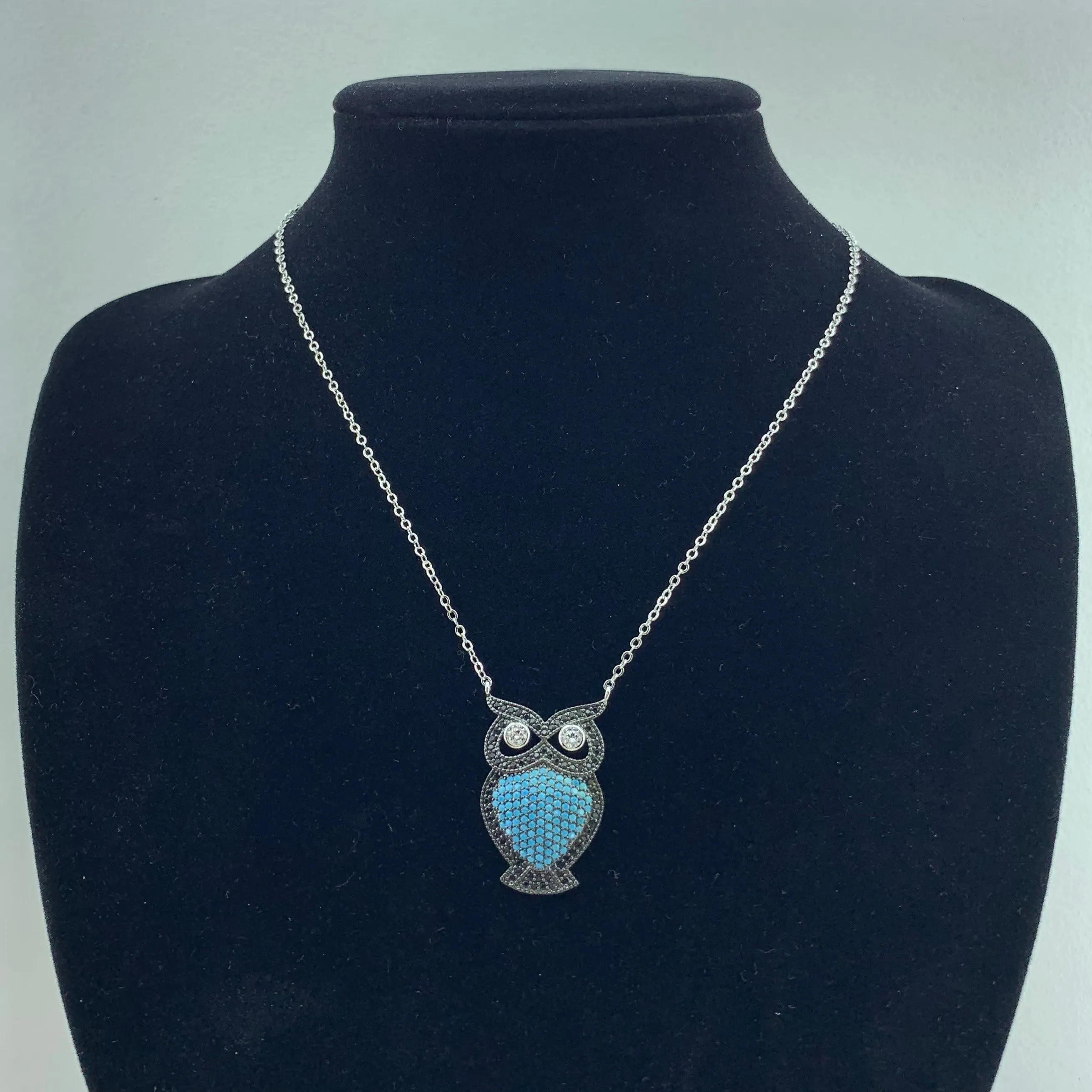 Women's Fashion Animal Owl CZ Pendant Necklace