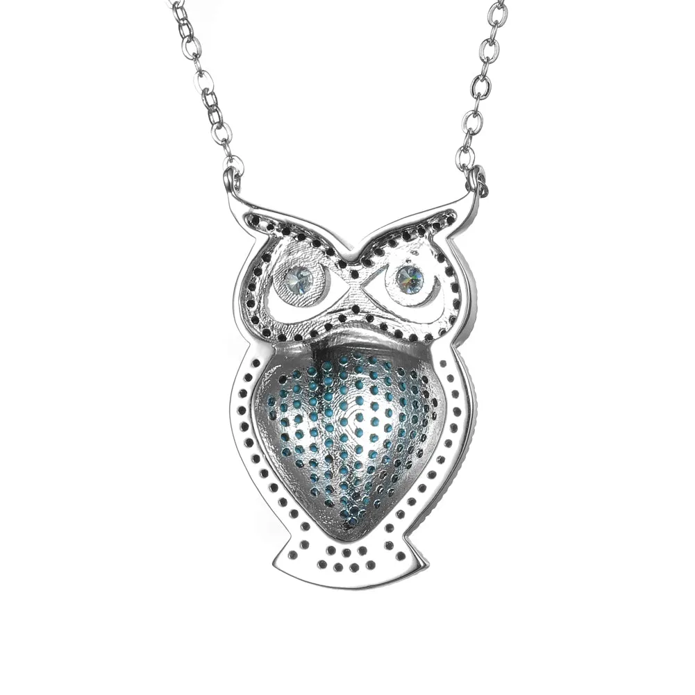 Women's Fashion Animal Owl CZ Pendant Necklace