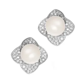 Women's Fashion CZ Bridal Wedding Pearl Earring