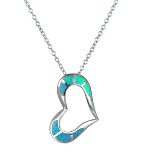 Women's Fashion Heart Opal Pendant Necklace