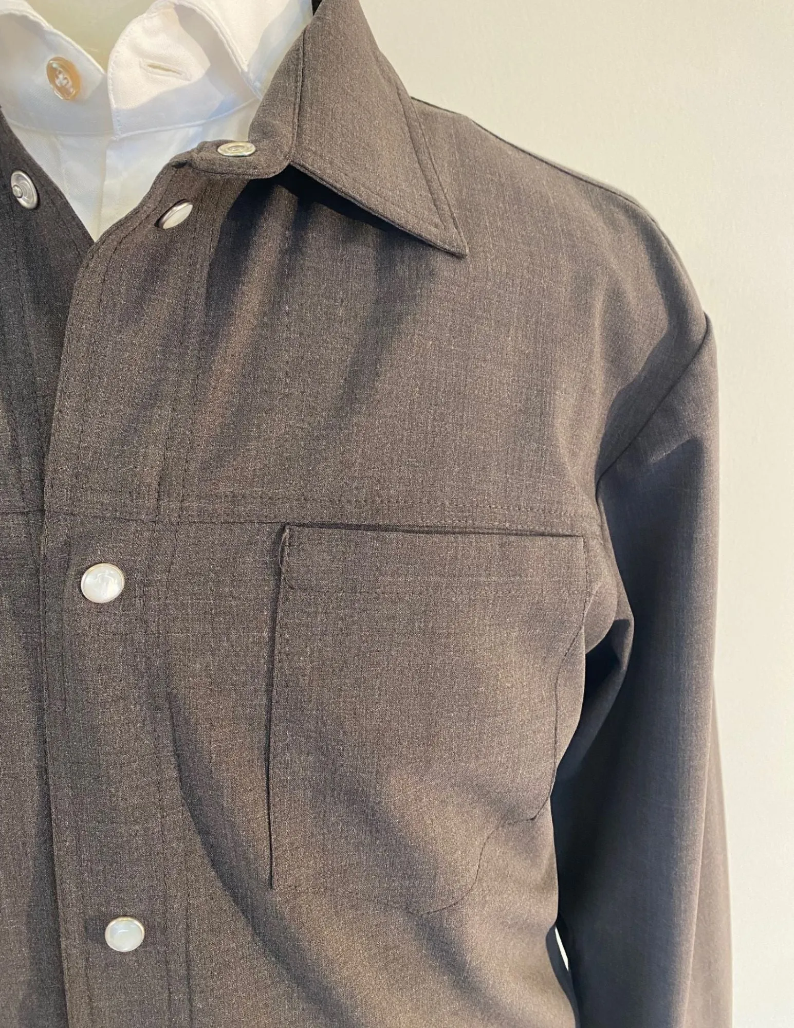 Wool Snap Front Overshirt | Chocolate