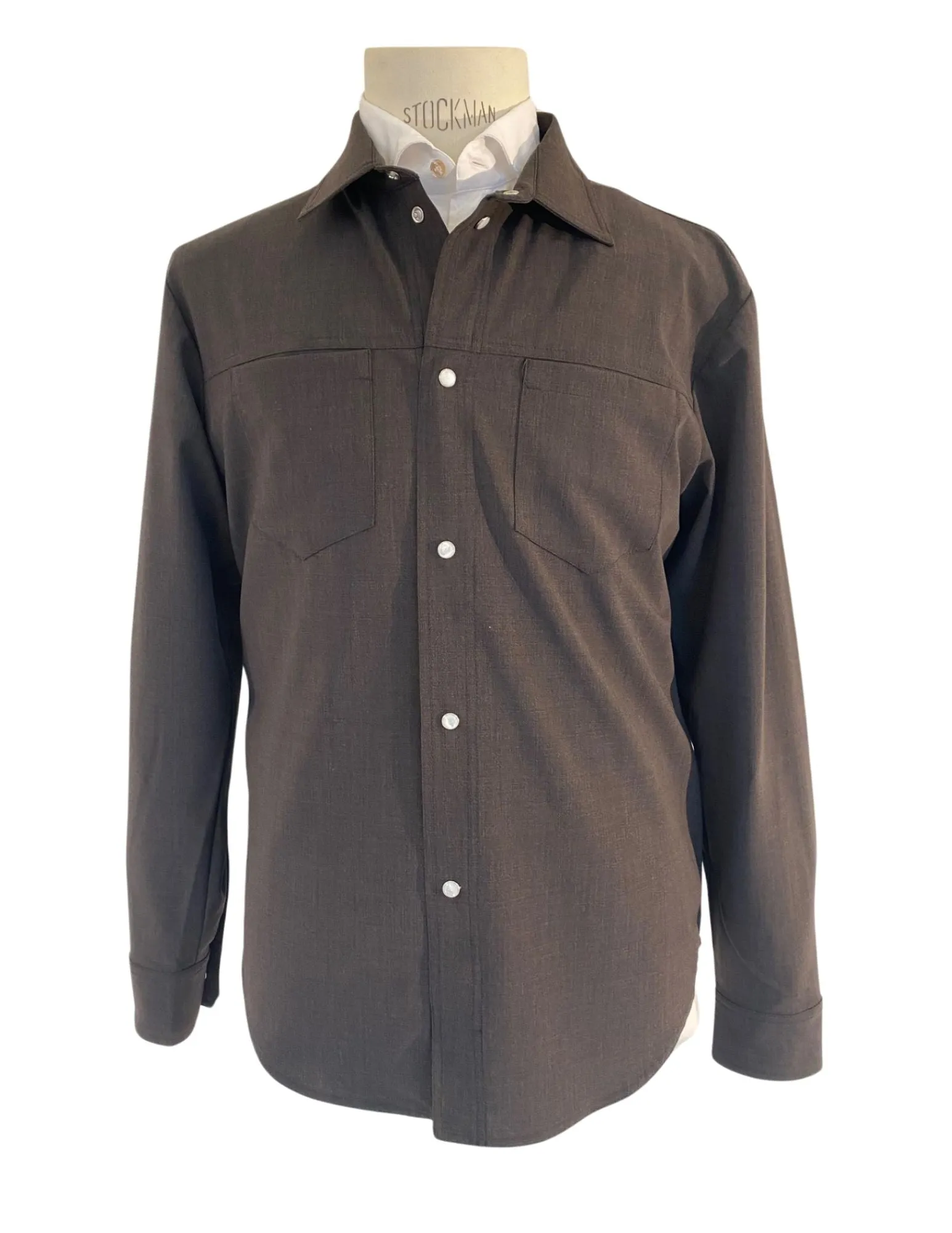 Wool Snap Front Overshirt | Chocolate